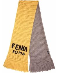 Fendi Embroidered Knitted Scarf - Yellow