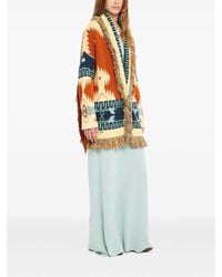 Alanui - Golden Dusk Geometric-Pattern Fringed Cardi-Coat - Lyst