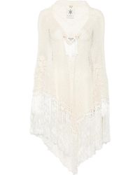 Chiara Is - Scialle Rosa Crochet Fringed Poncho - Lyst