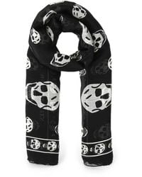 McQueen - Classic Skull-Print Silk Scarf - Lyst