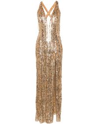 Elisabetta Franchi - Sequin-Embellished V-Neck Dress - Lyst