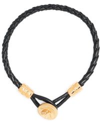 Versace - Medusa Biggie Braided Leather Bracelet - Lyst