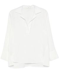 Panicale - Side-Slit V-Neck Blouse - Lyst