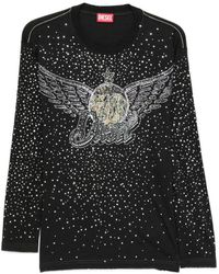 DIESEL - Rhinestone-Embellished Long-Sleeve T-Shirt - Lyst