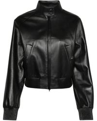 Ferragamo - High-Neck Leather Jacket - Lyst