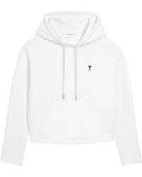 Ami Paris - Cotton Ami De Coeur Cropped Hoodie - Lyst