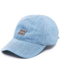Miu Miu - Logo-Embroidered Denim Baseball Cap - Lyst