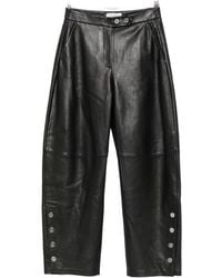 Sportmax - Button-Embellishment Leather Trousers - Lyst