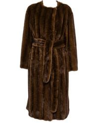 STAND - Miranda Belted Faux-Fur Coat - Lyst