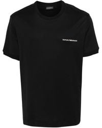Emporio Armani - Embroidered-Logo Cotton T-Shirt - Lyst