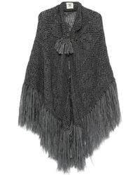 Chiara Is - Scialle Coperta Peonia Fringe-Trimmed Crochet Poncho - Lyst