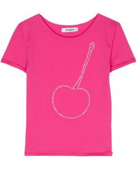 GIMAGUAS - Cherry Shiny Rhinestone-Embellished T-Shirt - Lyst