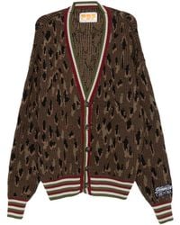 PDF - Leopard-Pattern Striped-Trim Cardigan - Lyst