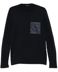 Prada - Logo-Plaque Zip-Pocket Wool Jumper - Lyst