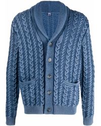 Fedeli Chunky Cable-knit Cardigan - Blue