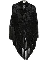 Chiara Is - Scialle Rosa Crochet Fringe-Trimmed Poncho - Lyst