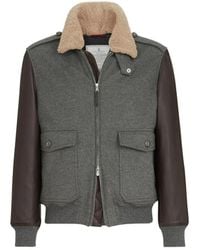 Brunello Cucinelli - Bonded Cashmere Beaver Cloth And Nappa Leather Bomber Jacket With Thermore Padding And Detachable Shearling Collar - Lyst