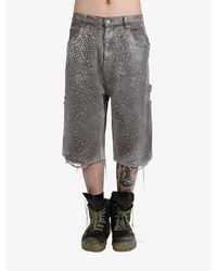 BIRTH OF ROYAL CHILD - Crystal-Embellished Washed-Denim Shorts - Lyst