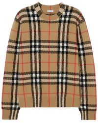 Burberry - Check Cashmere Sweater - Lyst