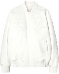 Off-White c/o Virgil Abloh - Natlover Oversized Logo-appliquéd Full-grain Leather Varsity Jacket - Lyst