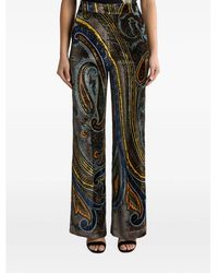 Etro - Straight-Leg Velvet Trousers With Paisley Motif - Lyst