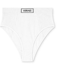 Versace - Logo-Waistband Fine-Ribbed Briefs - Lyst