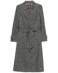 Dolce & Gabbana - Herringbone-Pattern Belted Single-Breasted Coat - Lyst