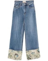 ALÉMAIS - Marcel Floral-Print Tapestry-Cuff Jeans - Lyst