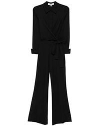 Diane von Furstenberg - Michele Wrap-Front Long-Sleeve Jumpsuit - Lyst