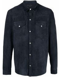 Salvatore Santoro Washed-effect Leather Shirt - Blue