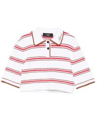 Amiri - Striped Logo-Embroidered Polo Top - Lyst