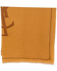 Saint Laurent - Logo-Print Frayed Scarf - Lyst