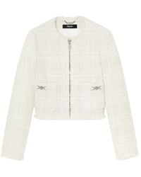 Versace - Tweed Cotton Zipped Jacket - Lyst