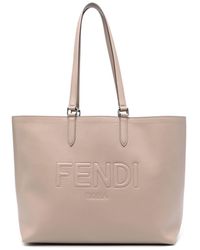 Fendi - Embossed-Logo Leather Tote Bag - Lyst