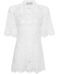 ROWEN ROSE - Floral-Lace Polo Top - Lyst