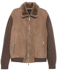 Moorer - Shearling-Collar Panelled Jacket - Lyst