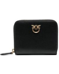 Pinko - Calf Leather Wallet With Logo Plaque - Lyst