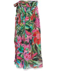 FARM Rio - Floral-Print Midi Skirt - Lyst