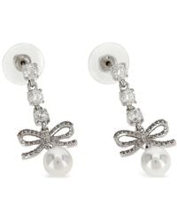 Self-Portrait - Bow Crystal-Charm Earrings - Lyst