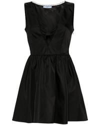 Prada Velvet Mini Dress With Bows in Black | Lyst UK