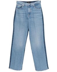7 For All Mankind - Contrast-Panels Straight-Leg Jeans - Lyst