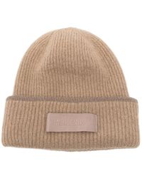 Jacquemus - Logo-Patch Ribbed-Knit Beanie Hat - Lyst