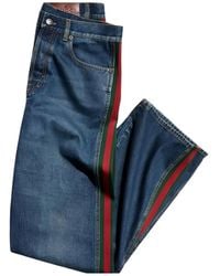 Gucci - Cotton Denim Pants With Web Insert - Lyst