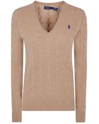 Ralph Lauren - Cable-Knit Wool-Cashmere V-Neck Jumper - Lyst