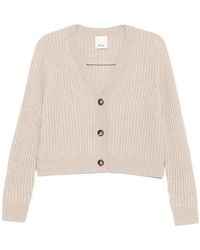 Allude - Ribbed-Knit V-Neck Cardigan - Lyst