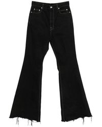 Rick Owens - Bloan Contrast-Stitch Raw-Hem Bootcut Jeans - Lyst
