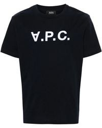 A.P.C. - A. P.C. Flocked-Logo Cotton T-Shirt - Lyst