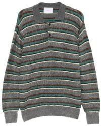 Ssstein - Striped Polo-Collar Sweater - Lyst