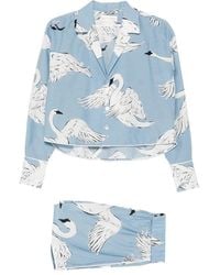 Olivia Von Halle - Lucia Laia Swan-Print Pajamas - Lyst