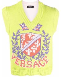 Versace Logo-crest Knit Vest - Pink